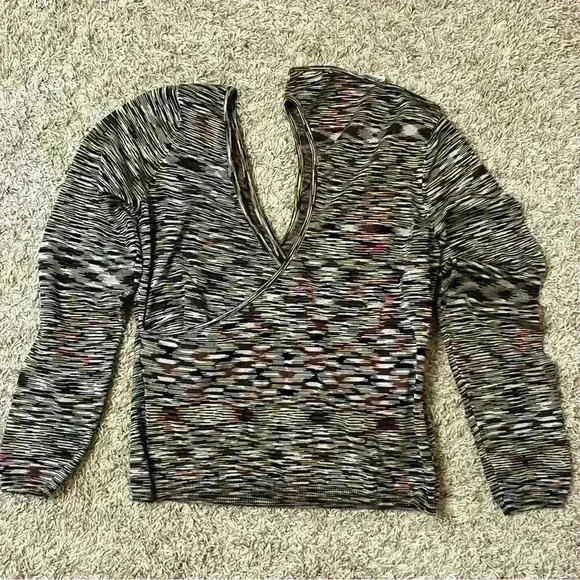 Astr The Label Women XL Shirt NWOT Brown V Neck, Front and Back Crossover Wrap - Picture 7 of 9